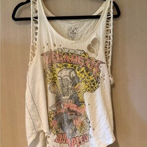 Casio White Distressed Graphic Tank with Yellow and Red Print